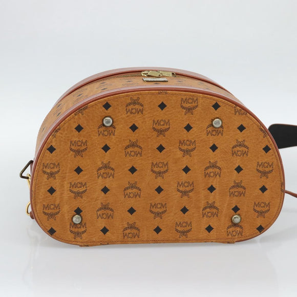 MCM Vicetos Logogram Vanity Hand Bag PVC Leather 2way Brown Gold Auth SW2380A