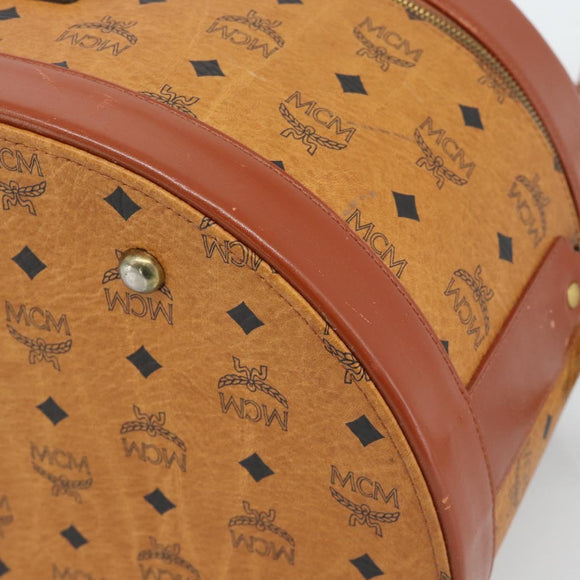 MCM Vicetos Logogram Vanity Hand Bag PVC Leather 2way Brown Gold Auth SW2380A