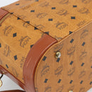 MCM Vicetos Logogram Vanity Hand Bag PVC Leather 2way Brown Gold Auth SW2380A-19