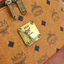 MCM Vicetos Logogram Vanity Hand Bag PVC Leather 2way Brown Gold Auth SW2380A-12