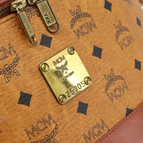 MCM Vicetos Logogram Vanity Hand Bag PVC Leather 2way Brown Gold Auth SW2380A