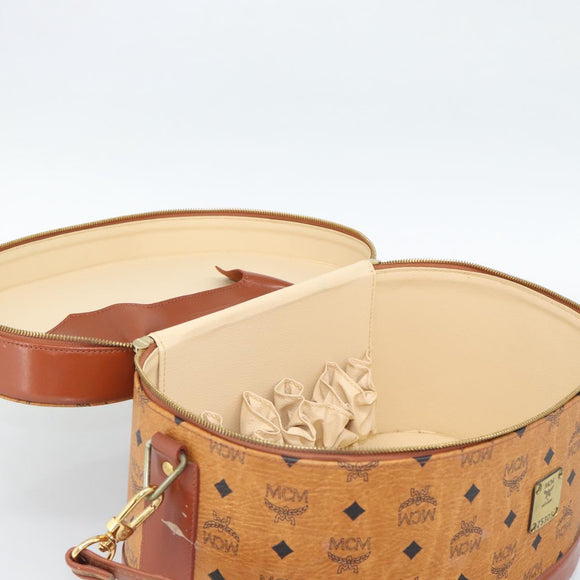 MCM Vicetos Logogram Vanity Hand Bag PVC Leather 2way Brown Gold Auth SW2380A