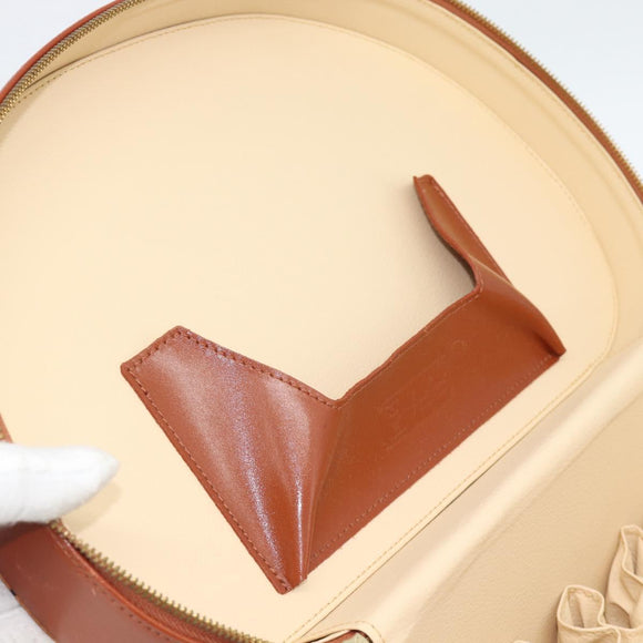 MCM Vicetos Logogram Vanity Hand Bag PVC Leather 2way Brown Gold Auth SW2380A