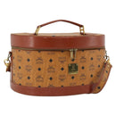 MCM Vicetos Logogram Vanity Hand Bag PVC Leather 2way Brown Gold Auth SW2380A-1