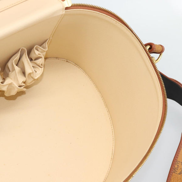 MCM Vicetos Logogram Vanity Hand Bag PVC Leather 2way Brown Gold Auth SW2380A