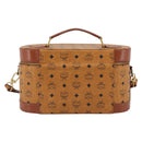 MCM Vicetos Logogram Vanity Hand Bag PVC Leather 2way Brown Gold Auth SW2380A-2