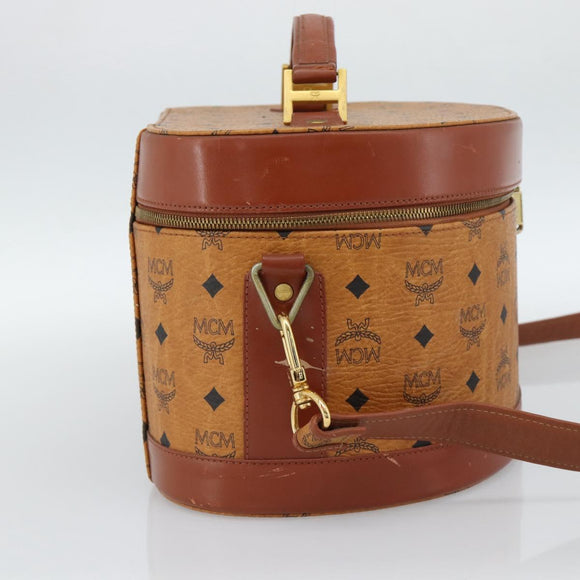 MCM Vicetos Logogram Vanity Hand Bag PVC Leather 2way Brown Gold Auth SW2380A