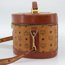 MCM Vicetos Logogram Vanity Hand Bag PVC Leather 2way Brown Gold Auth SW2380A-4