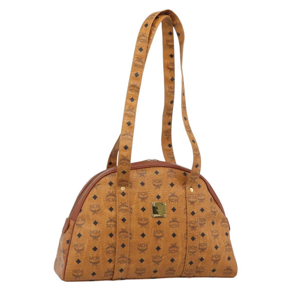 MCM Vicetos Logogram Tote Bag PVC Leather Brown Gold Auth SW2381A
