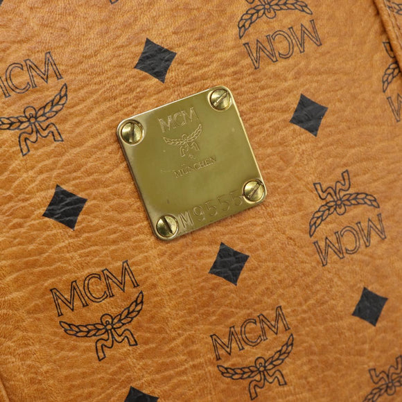 MCM Vicetos Logogram Tote Bag PVC Leather Brown Gold Auth SW2381A