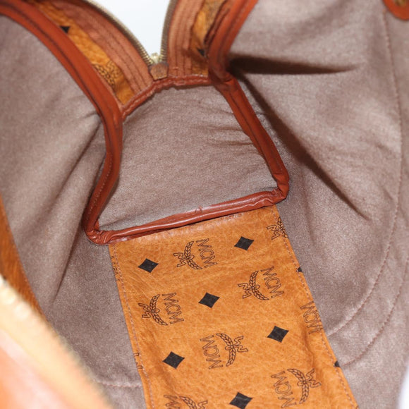MCM Vicetos Logogram Tote Bag PVC Leather Brown Gold Auth SW2381A