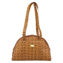 MCM Vicetos Logogram Tote Bag PVC Leather Brown Gold Auth SW2381A-13