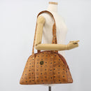 MCM Vicetos Logogram Tote Bag PVC Leather Brown Gold Auth SW2381A-21