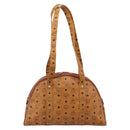 MCM Vicetos Logogram Tote Bag PVC Leather Brown Gold Auth SW2381A-2