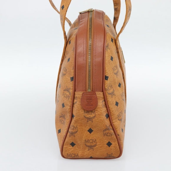 MCM Vicetos Logogram Tote Bag PVC Leather Brown Gold Auth SW2381A