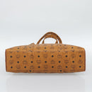 MCM Vicetos Logogram Tote Bag PVC Leather Brown Gold Auth SW2381A-5