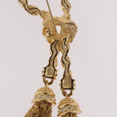 Christian Dior Tassel Motif Brooch metal Gold Auth SW2385V-8