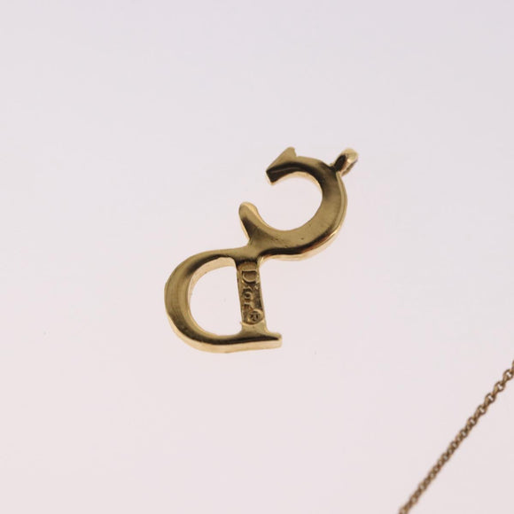 Christian Dior CD Logo Necklace metal Gold Tone Auth SW2388