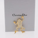 Christian Dior Rhinestone Brooch metal Gold Auth SW2393-9