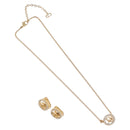 Christian Dior Earring Necklace metal set Gold Tone Auth SW2395V-1