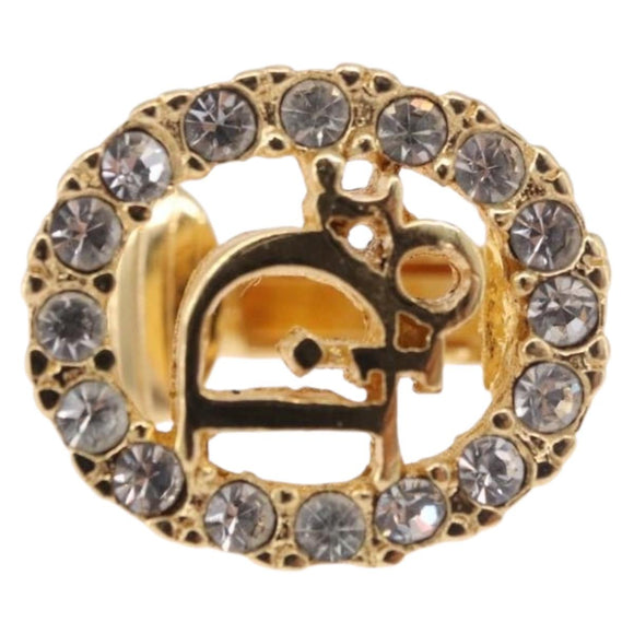 Christian Dior Earring Necklace metal set Gold Tone Auth SW2395V