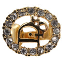 Christian Dior Earring Necklace metal set Gold Tone Auth SW2395V-22