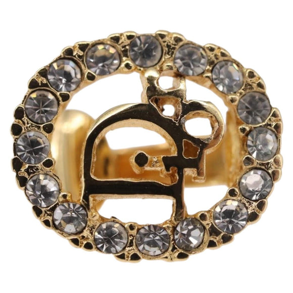Christian Dior Earring Necklace metal set Gold Tone Auth SW2395V