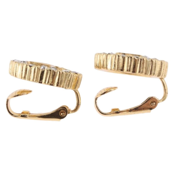 Christian Dior Earring Necklace metal set Gold Tone Auth SW2395V