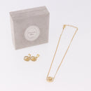 Christian Dior Earring Necklace metal set Gold Tone Auth SW2395V-28