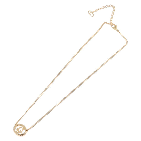 Christian Dior Earring Necklace metal set Gold Tone Auth SW2395V