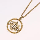 Christian Dior CD Logo Round Necklace metal Gold Auth SW2396-10