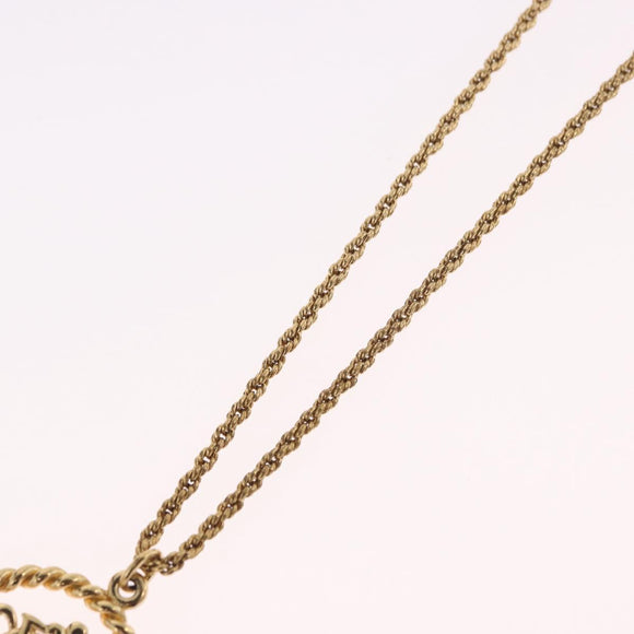 Christian Dior CD Logo Round Necklace metal Gold Auth SW2396
