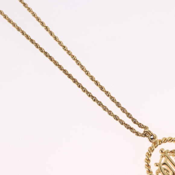 Christian Dior CD Logo Round Necklace metal Gold Auth SW2396