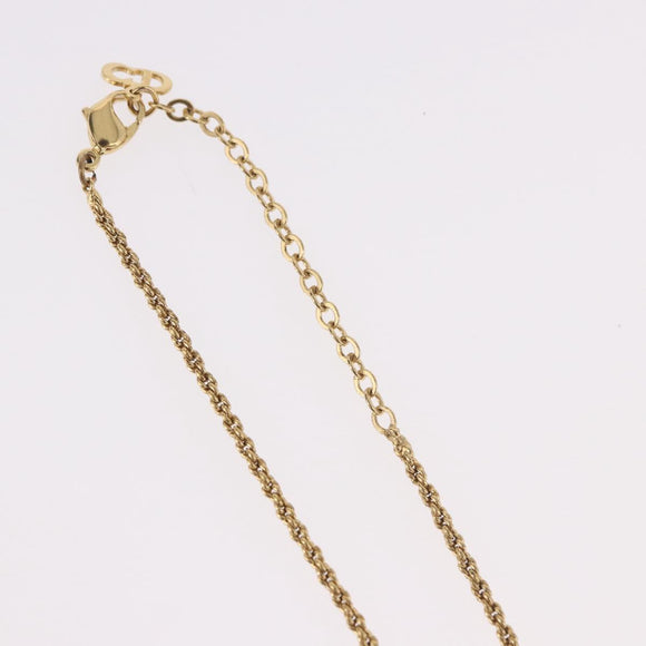 Christian Dior CD Logo Round Necklace metal Gold Auth SW2396