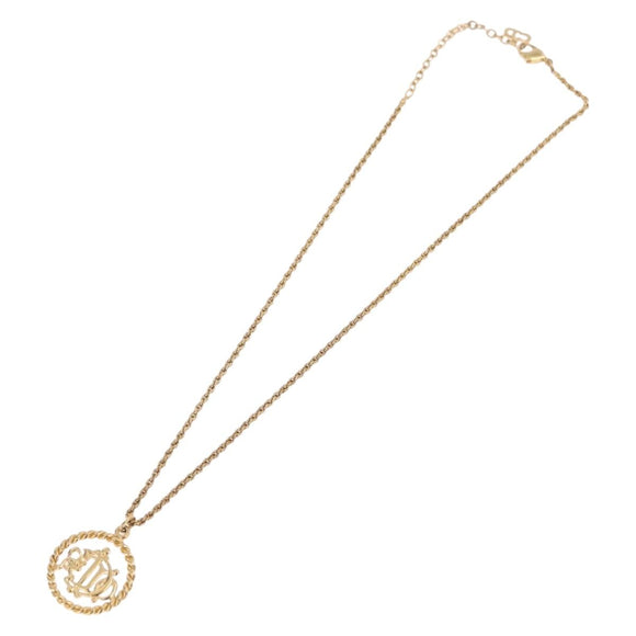 Christian Dior CD Logo Round Necklace metal Gold Auth SW2396