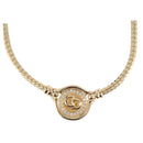 Christian Dior Rhinestone Necklace metal Gold Auth SW2398V-1