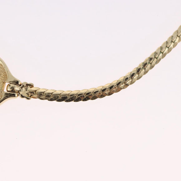 Christian Dior Rhinestone Necklace metal Gold Auth SW2398V