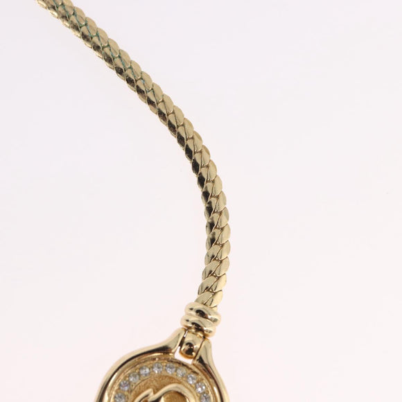 Christian Dior Rhinestone Necklace metal Gold Auth SW2398V