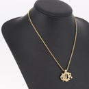 Christian Dior Rhinestone Necklace metal Gold Auth SW2410-14