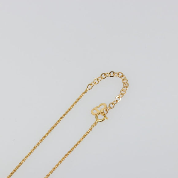Christian Dior Rhinestone Necklace metal Gold Auth SW2415