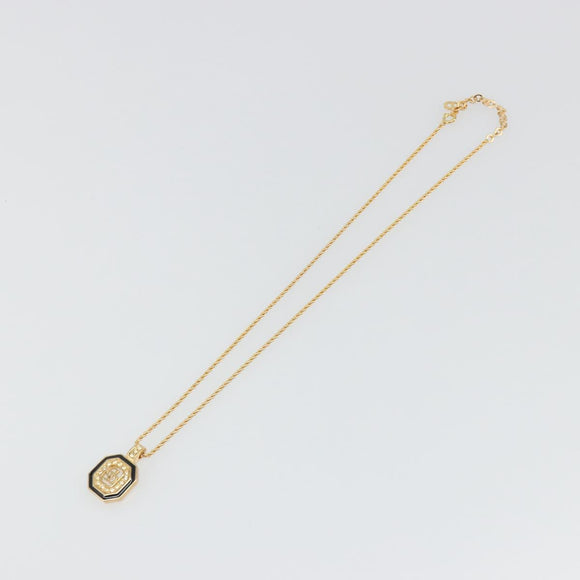 Christian Dior Rhinestone Necklace metal Gold Auth SW2415