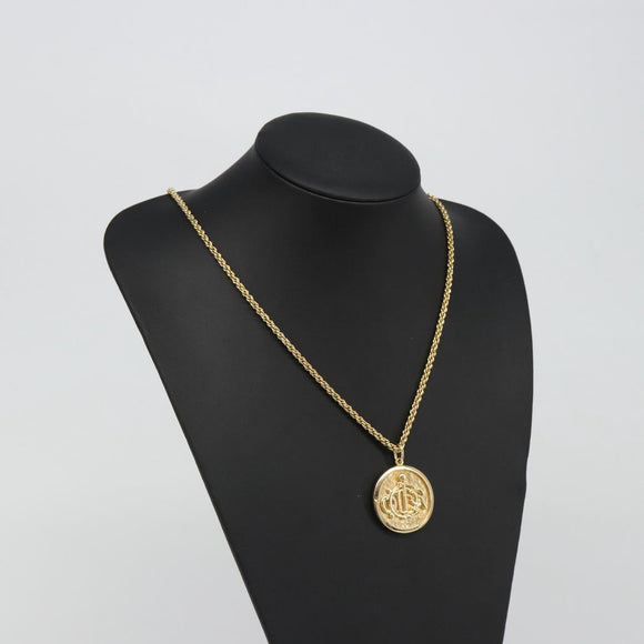 Christian Dior Vintage Coins Necklace metal Gold Auth SW2424V