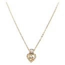 Christian Dior Rhinestone Heart Necklace metal Gold Auth SW2427-1
