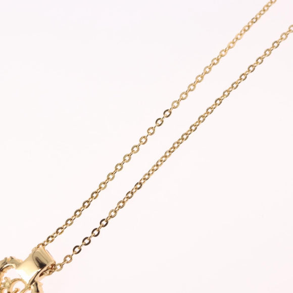 Christian Dior Rhinestone Heart Necklace metal Gold Auth SW2427