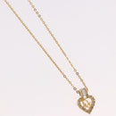 Christian Dior Rhinestone Heart Necklace metal Gold Auth SW2427-4