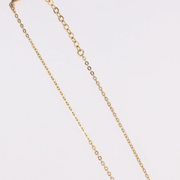 Christian Dior Rhinestone Heart Necklace metal Gold Auth SW2427