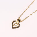 Christian Dior Rhinestone Heart Necklace metal Gold Auth SW2427-9
