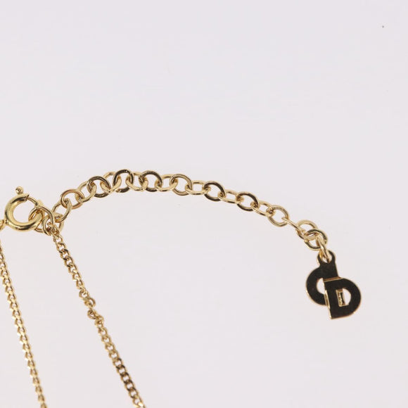 Christian Dior Rhinestone Necklace metal Gold Auth SW2439V