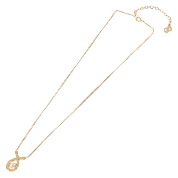 Christian Dior Rhinestone Necklace metal Gold Auth SW2439V