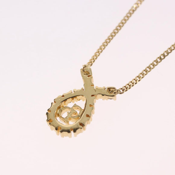 Christian Dior Rhinestone Necklace metal Gold Auth SW2439V